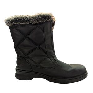 Athletech Trixie Quilted Black Mid-Calf Winter Snow Boot Front Zip Faux Fur 7M
